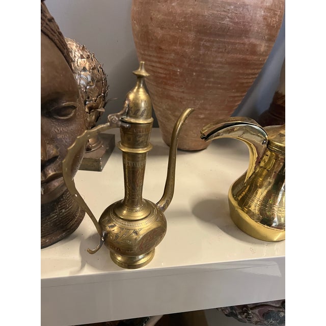 Metal Vintage Brass Etched Teapot For Sale - Image 7 of 7