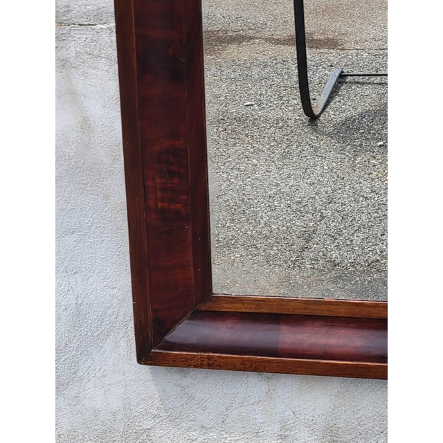 Antique American Empire Flame Mahogany Ogee Wall Mirror 20x30 Wood Backing 1850s For Sale - Image 11 of 18