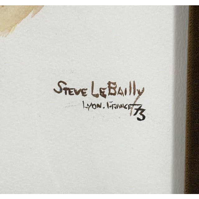 Realism 1973 Steve Le Bailly Original Portrait Watercolor - "Study of a Head" For Sale - Image 3 of 6