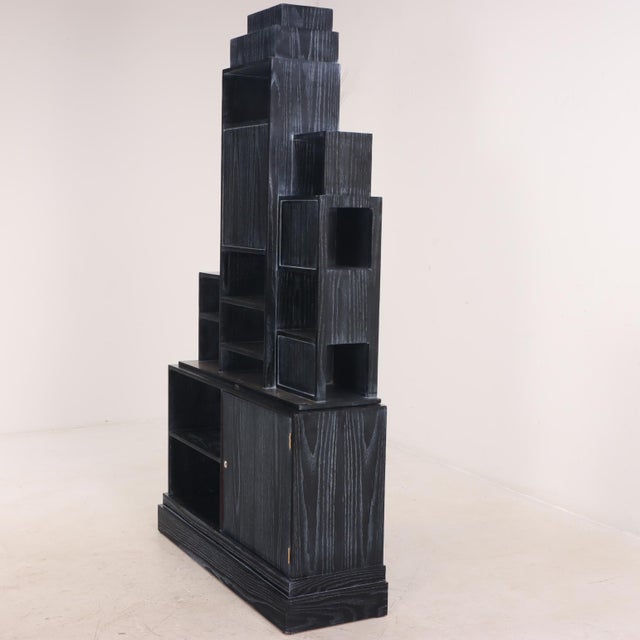 Paul Frankl Mid 20th Century Skyscraper Cerused Oak Bookcase For Sale - Image 4 of 4