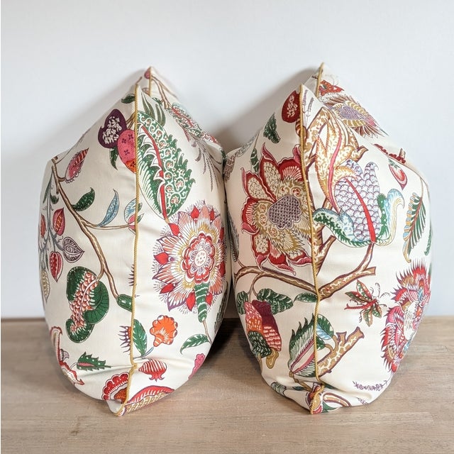 Traditional Brunschwig & Fils Aravali Floral Pillows in Rust and Olive For Sale - Image 3 of 7