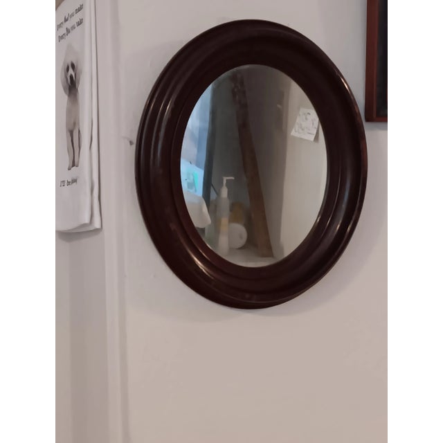 Antique mirror with wide and deep mahogany wood frame. Mirror glass is original antique. Dating of antique is best...