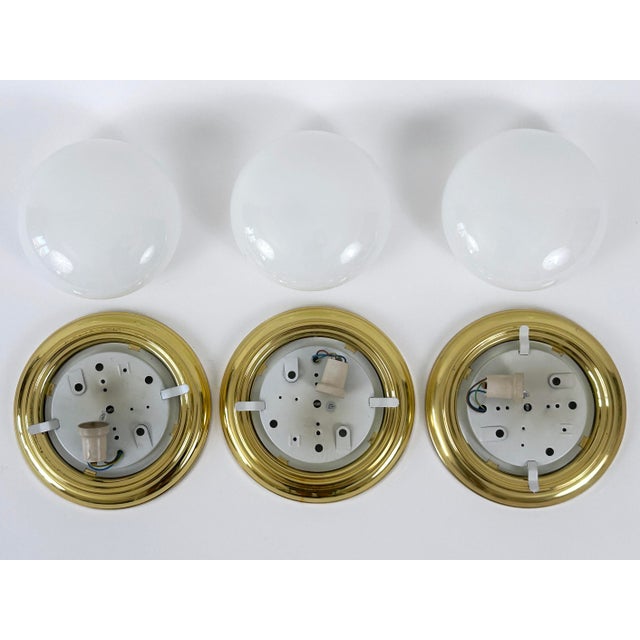 Vintage Brass and Opaline Glass Flush Mount, Germany, 1970 For Sale - Image 17 of 18