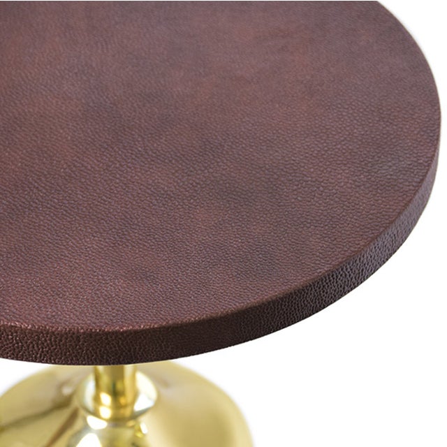 Not Yet Made - Made To Order Matthew Izzo Home Bolton Brass Cigar Table With Round Leather Top For Sale - Image 5 of 7
