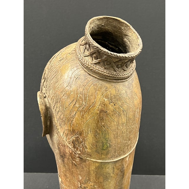 Brown Large Late 20th Century Benin Bronze Oba Head Sculpture African Art Object For Sale - Image 8 of 12