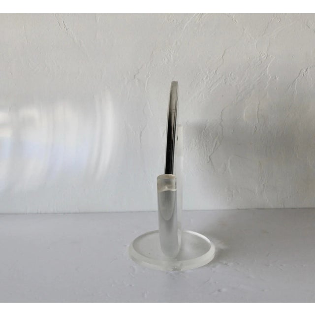 Mid-Century Modern Vintage Charles Hollis Jones Style Round Lucite Acrylic Table Top Double Sided Mirror For Sale - Image 3 of 11