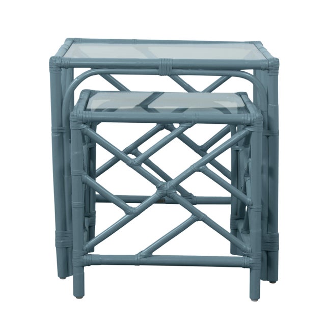 Not Yet Made - Made To Order Chippendale Nesting Tables - Regatta Blue For Sale - Image 5 of 6