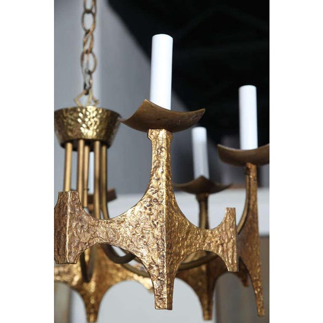 1970s Moe-Bridges Brutalist Hammered Mid Century Modern Chandelier, Circa 1970s For Sale - Image 5 of 10