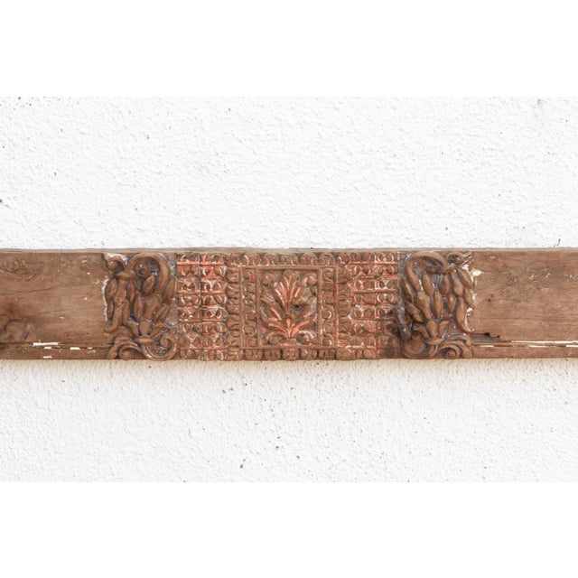 Aged Terracotta Color Carved Indian Panel For Sale - Image 4 of 7