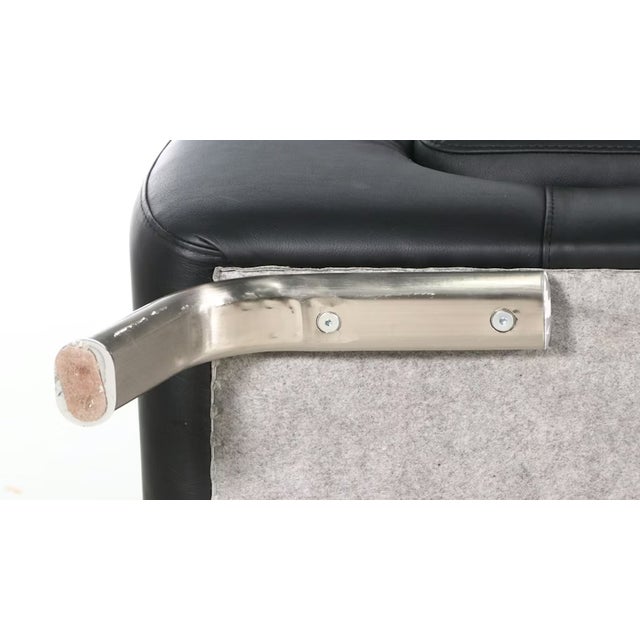 Black Nicoletti Black Leather Modern Couch For Sale - Image 8 of 12