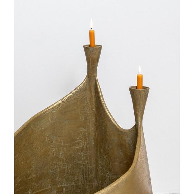 Contemporary Space in Space Double Floor Candleholder in Brass and Resin by Atelier Ellery For Sale - Image 3 of 8