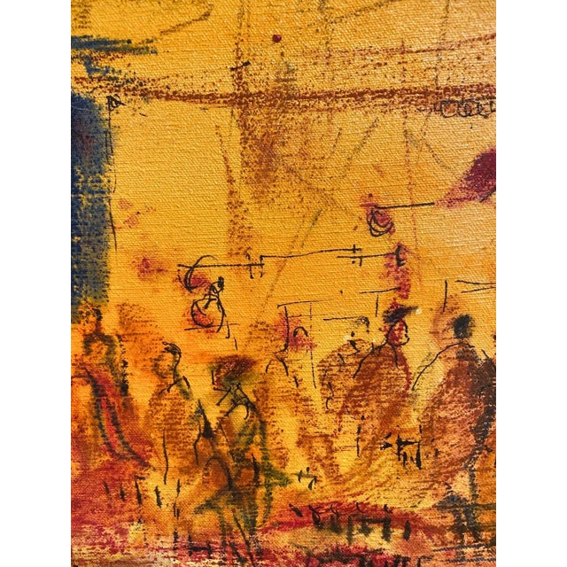 Abstract Pascal Cucaro Original Oil Painting Crowd Scene San Francisco Bay Area Art Decor For Sale - Image 3 of 10