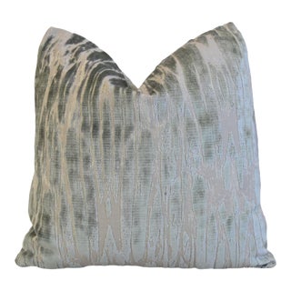 Jim Thompson Refection Rain Water Velvet Feather/Down Pillow 21" Square For Sale