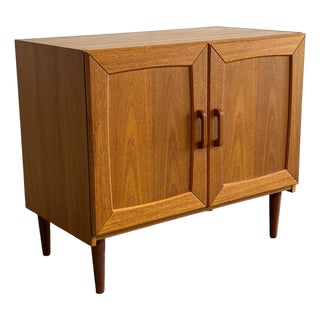 Teak Two-Door Compact Storage Cabinet With Interior Shelving Danish Mid-Century Modern 1960s For Sale