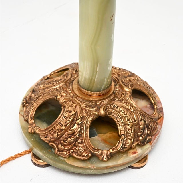 Cream Onyx Marble and Gilt Metal Floor Lamp, 1930 For Sale - Image 8 of 9