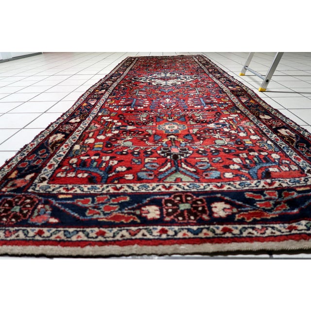 1920s, Antique Persian Hamadan Handmade Runner 3.5' X 9.9' For Sale In New York - Image 6 of 13
