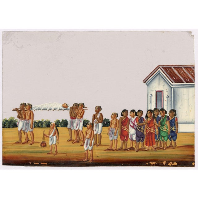 Indian Company School, Funeral of a Native, 1800s, Gouache on Paper For Sale - Image 5 of 9