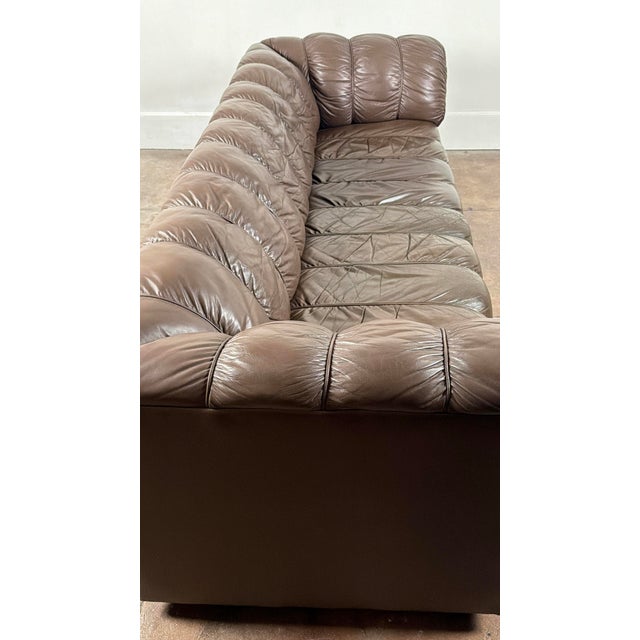 Vintage 1980's Brown Leather Sofa For Sale In Los Angeles - Image 6 of 8