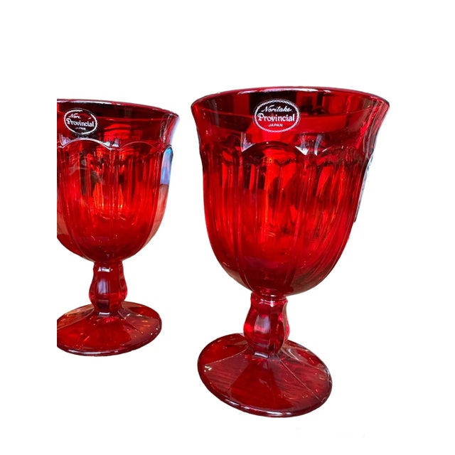 Noritake Provincial Red Stemmed Goblet Glasses 3 Groups of 6 Available