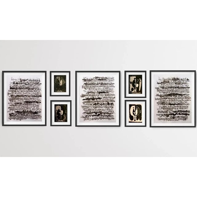 "Picasso and Baudelaire (2)" Framed Black and White Collector Gallery Wall Installation - Originals and Photographs - Set of 7 For Sale - Image 9 of 9