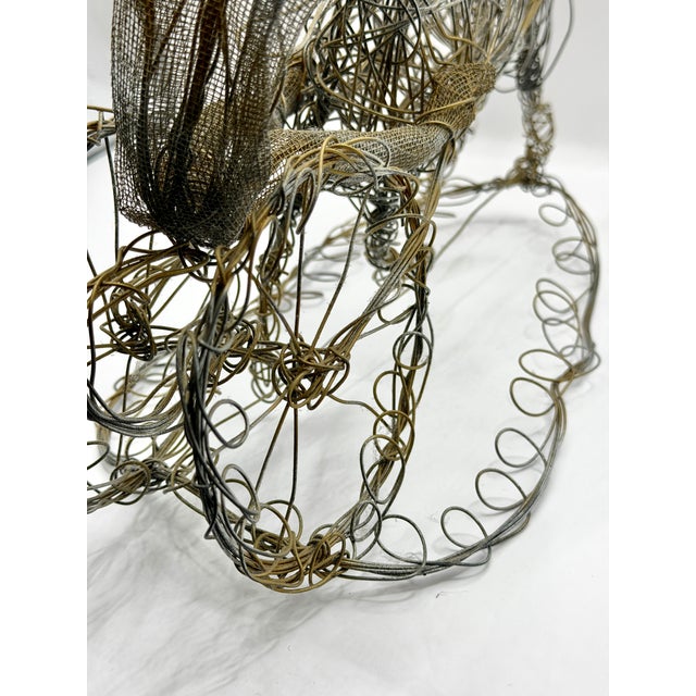 Vintage Rare Wire Harness Racing Sculpture, Horse and Sulky Folk Art For Sale - Image 9 of 9