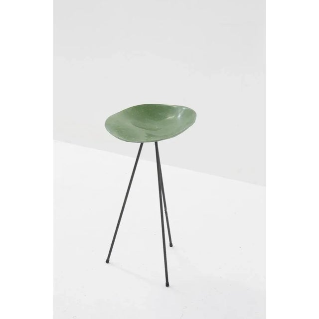 Green Stool in French Resin by Jean Raymond Picard, 1955, in Good conditions. Designed 1950 to 1959 This piece is...