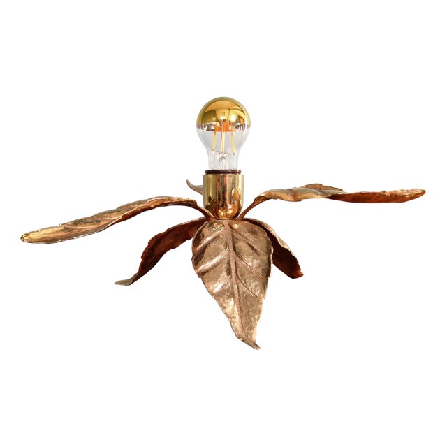 Floral Brass Table Lamp by Willy Daro for Massive, Belgium, 1970s For Sale