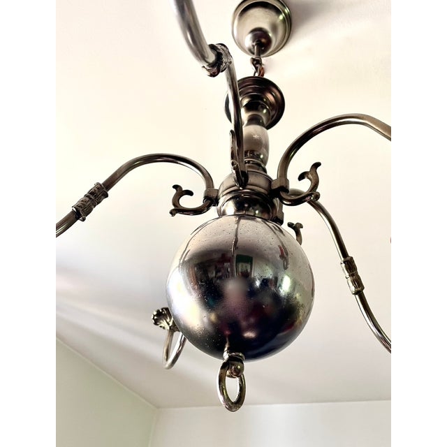 Dutch Grey Metal Chandelier, 1970 For Sale - Image 3 of 9