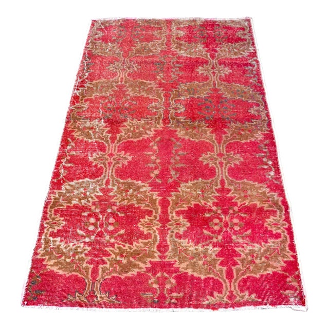1960s Vintage Hand-Knotted Red Rug For Sale