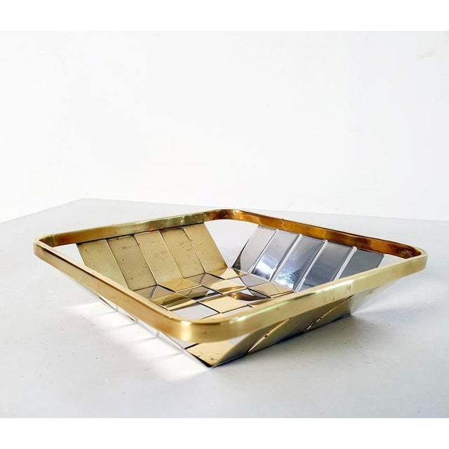 Italian Modern Silver and Gold Metal Basket, 1970s For Sale - Image 3 of 8