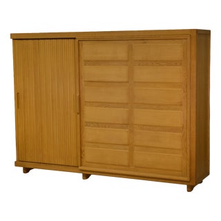 Oak Wardrobe by Guillerme and Chambron, 1950s For Sale