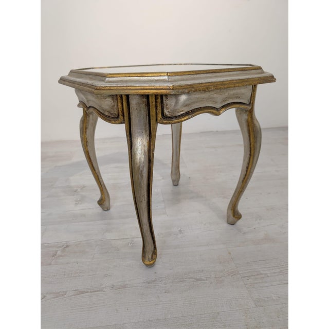Gold Wooden Coffee Table with Glass Top For Sale - Image 8 of 15