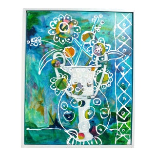 Abstract Vase in Turquoise For Sale