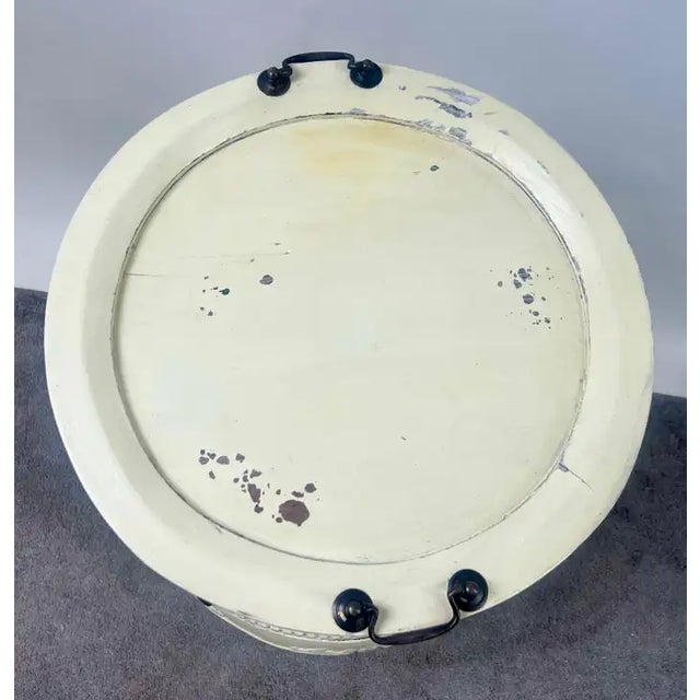 French Louis XV Provincial Style Distressed Off-White Serving Table W Tray For Sale - Image 9 of 12