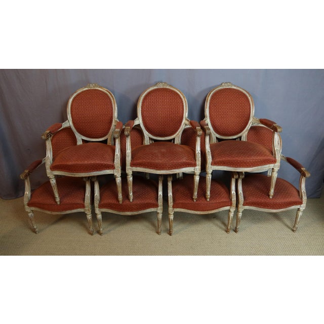 Wood Louis XVI Cabriolet Armchairs, 1920s, Set of 7 For Sale - Image 7 of 11