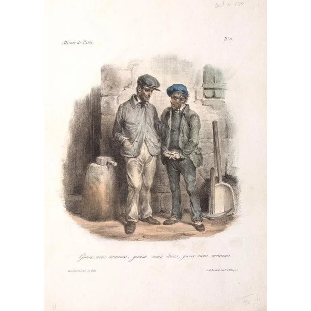 Miroir de Paris n. 11 is a satirical illustration by the French draftsman Edmé-Jean Pigal (1798-1872). Original colored...