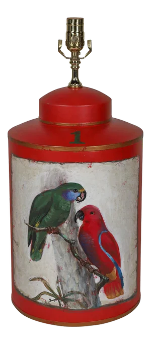 Vintage English Export Hand Painted Tea Caddy Lamp