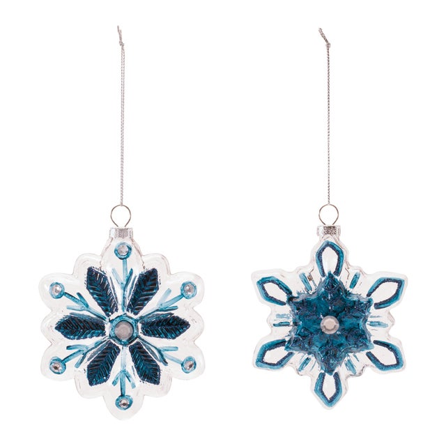 Celebrate the beauty of winter with this set of Glass Snowflake Ornaments. Each 4-inch ornament features an intricate...