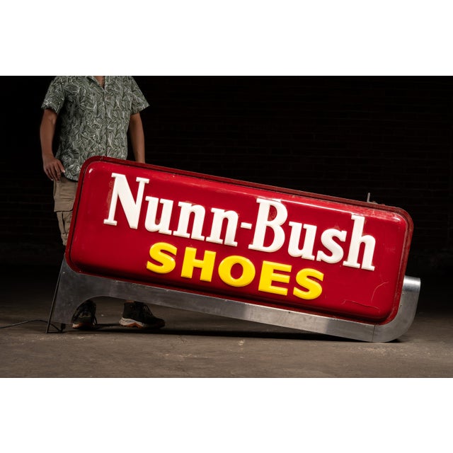 c. 1950s-1960s; Nunn-Bush Shoe Co. - Milwaukee, WI Large double-sided illuminated storefront sign advertising Nunn-Bush...