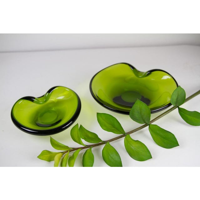 Vintage Danish Maygreen Glass Bowls by Per Lütken for Holmegaard,. 1950s, Set of 2 For Sale - Image 12 of 18