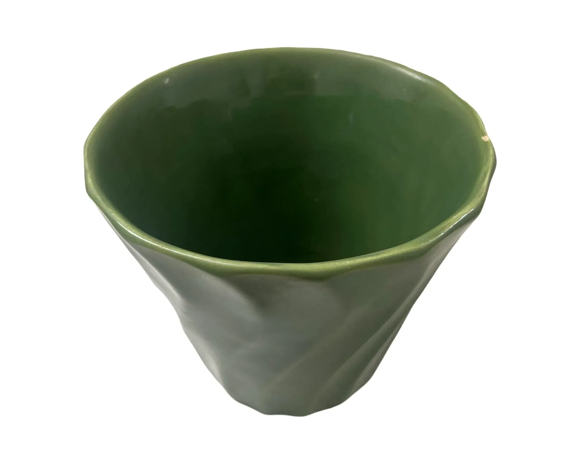 Vintage Mid Century Modern Ceramic Bauer Swirl Green Planter