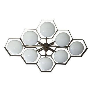 21st Century Hive Bronze Glossy White Murano Flush Mount by Fabio LTD For Sale