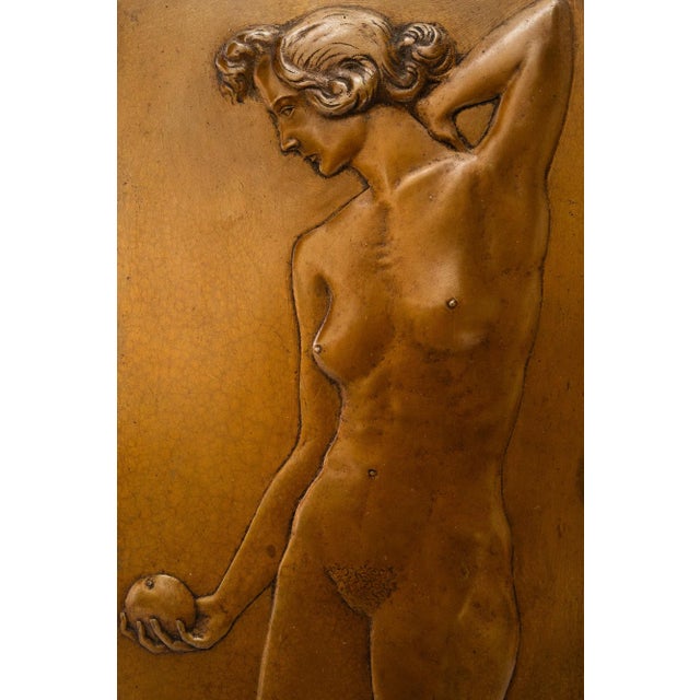 Metal Art Deco Bronze Relief with Nude Woman, 1920s For Sale - Image 7 of 9