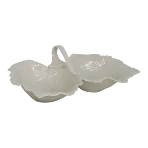 Lenox USA Double Leaf Handled Porcelain Candy Nut Dish Bowl