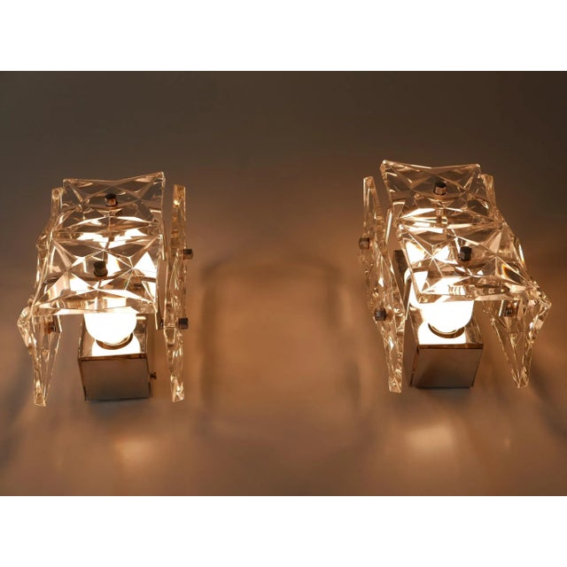 Mid-Century Modern Crystal Glass Sconces from Kinkeldey, 1960s, Set of 2 For Sale - Image 14 of 17