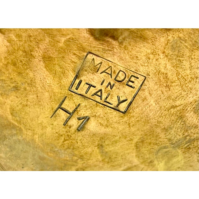 Metal Vintage Italian Hammered Brass Footed Cachepot Jardiniere Planter For Sale - Image 7 of 8