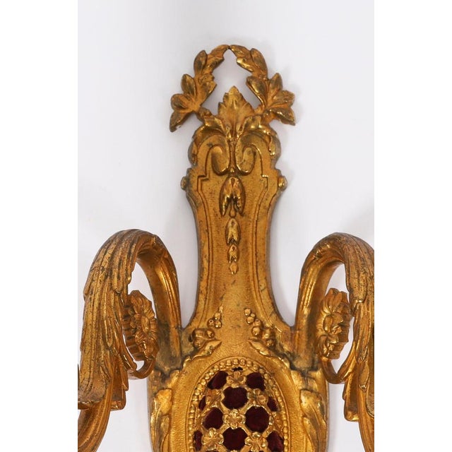 Antique French Gilt Bronze Ormolu Wall Lights, 1800s, Set of 2 For Sale - Image 9 of 10