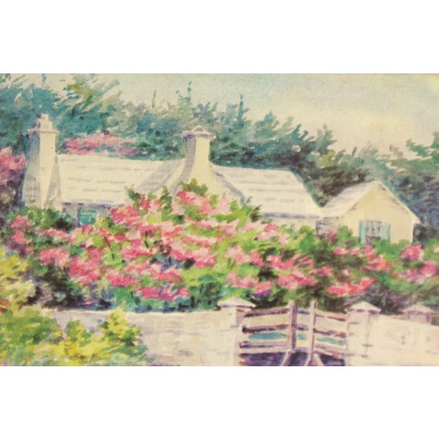 Traditional Mid 20th Century Silver Framed Bermuda Cottage Print For Sale - Image 3 of 4