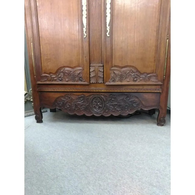 Wood Antique French Normandy Armoire For Sale - Image 7 of 10