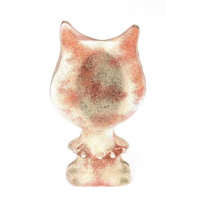 Mid-Century Modern Vintage Kosta Boda Scavo Sandlbasted Glass Sculptural Tabletop Cat Ear MIrror For Sale - Image 3 of 11
